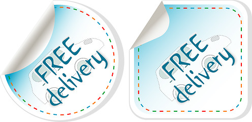 Image showing Free delivery stickers label set isolated on white