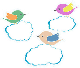 Image showing Birds On Clouds isolated on white