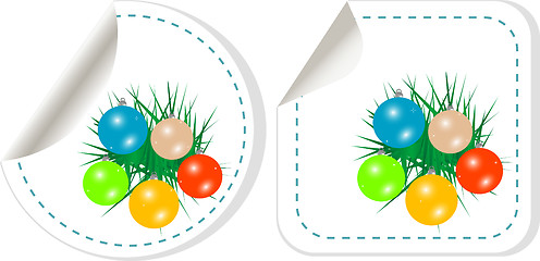 Image showing vector set of christmas stickers with new year balls