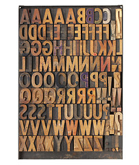 Image showing vintage letterpress printing blocks