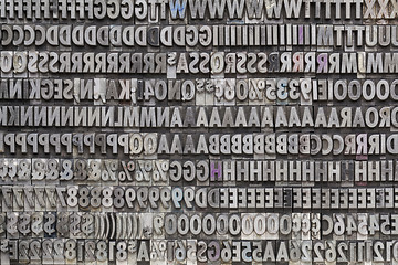 Image showing vintage metal letters and numbers