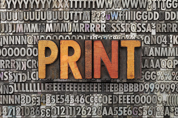 Image showing print word in letterpress type