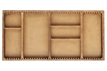 Image showing old wood box with dividers