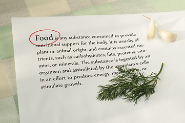 Image showing Food. Text on paper