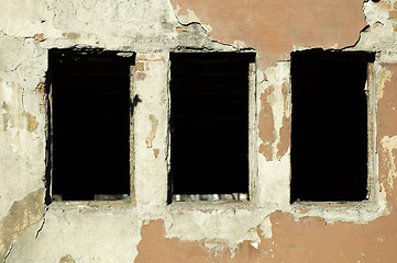 Image showing Very old building windows