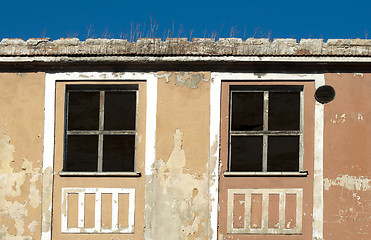 Image showing Very old building windows