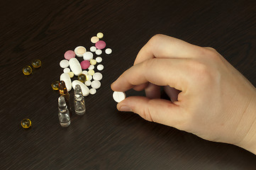 Image showing Drugs and Hand holding pill