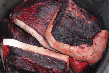 Image showing Raw whale meat and blubber