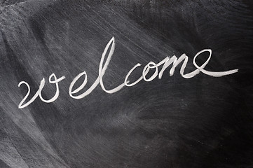 Image showing Welcome written on blackboard