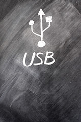 Image showing Usb sign drawn on blackboard 