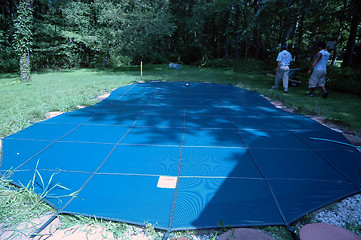 Image showing pool cover installation