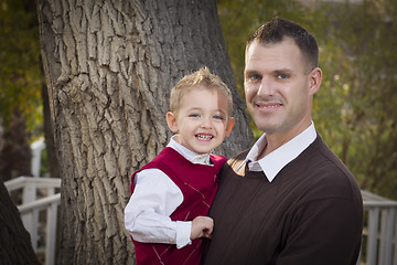 Image showing Handsome Father and Son in the Park