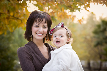 Image showing Attractive Mother and Daughter Portrait Outside