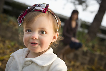 Image showing Adorable Baby Girl Playing in Park with Mom