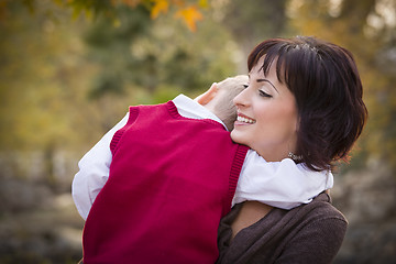 Image showing Attractive Mother and Son Portrait Outside