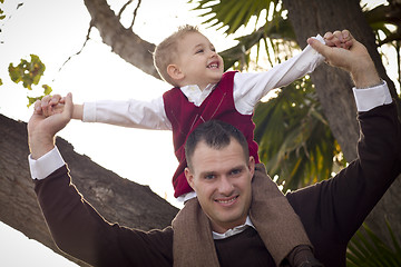 Image showing Handsome Father and Son in the Park