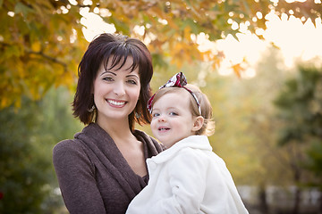 Image showing Attractive Mother and Daughter Portrait Outside