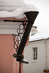 Image showing street rainwater pipe in the form of high boot