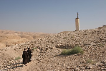 Image showing Monks in Judea desert, Israel