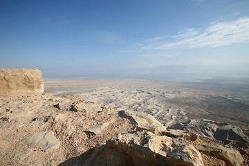 Image showing View on dead sea from Masada Israel