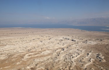 Image showing View on dead sea from Masada Israel