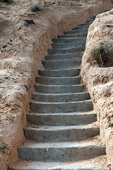 Image showing Stone stairs in residential caves of troglodyte in Matmata, Tunisia, Africa