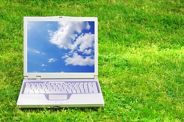 Image showing laptop and blue sky