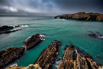 Image showing Irish coastline cliff landscape intense colors