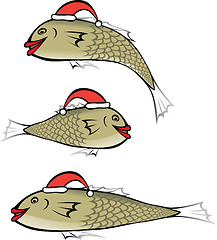 Image showing Fish with Christmas cap