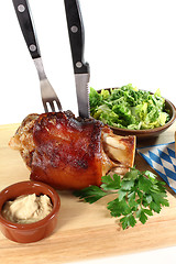 Image showing knuckle of pork with cutlery