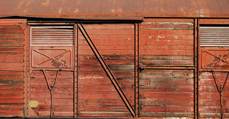Image showing Covered goods wagon side as background