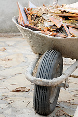 Image showing Wheelbarrow with waste