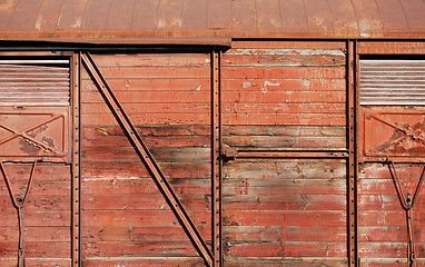 Image showing Wooden covered goods wagon