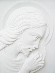 Image showing jesus christ on white marble tombstone