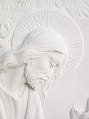 Image showing jesus christ on white marble tombstone