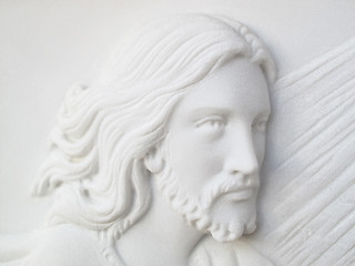Image showing jesus christ on white marble tombstone