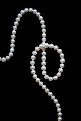 Image showing White pearls on the black velvet 