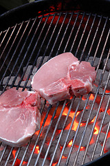 Image showing pork chops on grill