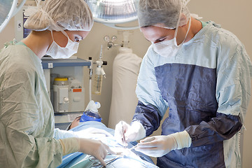 Image showing Doctor operating the patient