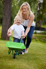 Image showing Mother and Child Playing Outdoors