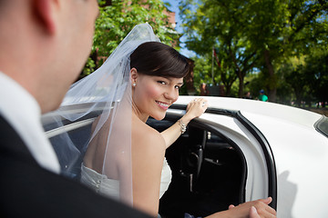 Image showing Bride Getting in Limo