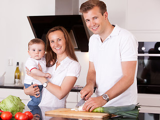 Image showing Family Preparing Meal