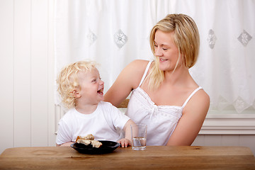 Image showing Mother and Son Laughing