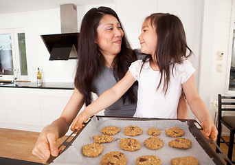 Image showing Mother and Daughter Baking Cookies