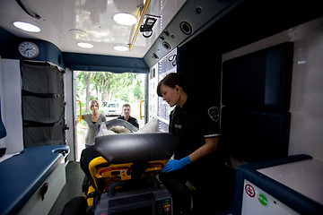 Image showing Ambulance Interior with Patient and Paramedic