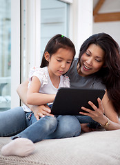 Image showing Happy Mother and Daughter with Digital Tablet