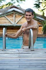 Image showing Man Standing in Pool