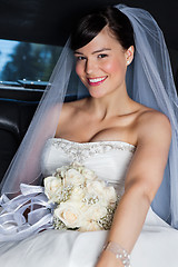 Image showing Beautiful Bride in Limo