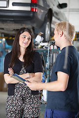 Image showing Female Customer in Mechanic Shop