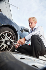 Image showing Flat Tire Business Man